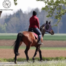 牛奶圖案防紫外線防蟲彈性柔軟舒適網眼馬面罩 透氣布料軟網 (M號、L號) - 紫牛奶紋 - 查看 4