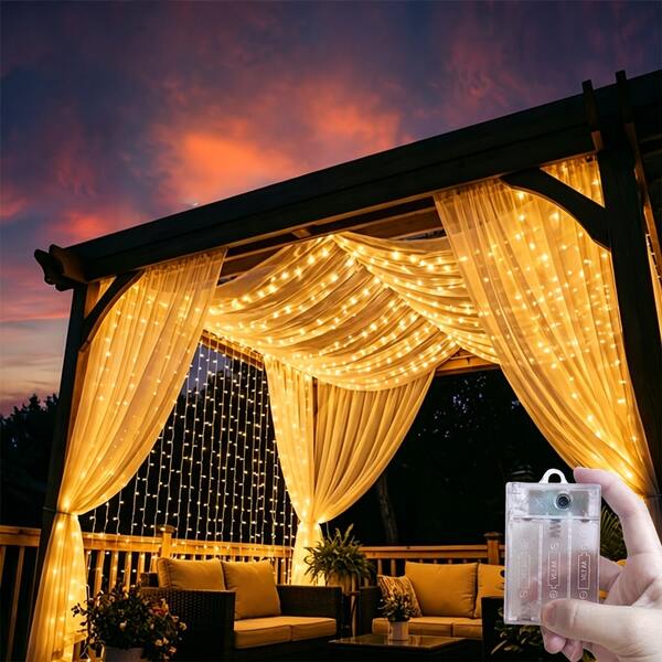 Battery-Powered Curtain Lights, Fairy Atmosphere Lighting For Christmas, Weddings, Parties, Birthday Party Decoration, Starry Garden Lights, Bedroom Living Room Curtain String Lights, Landscape Lighting, Halloween Decoration LED Hanging String Lights, Romantic Atmosphere Lights For Date Confession, Sparkling Yard Fence And Railing Decoration String Lights, Garland Decoration String Lights, Patio String Lights, Camping Decoration, 8 Lighting Modes Birthday Party And Holiday Indoor Wall Decoration String Lights, Outdoor Lights