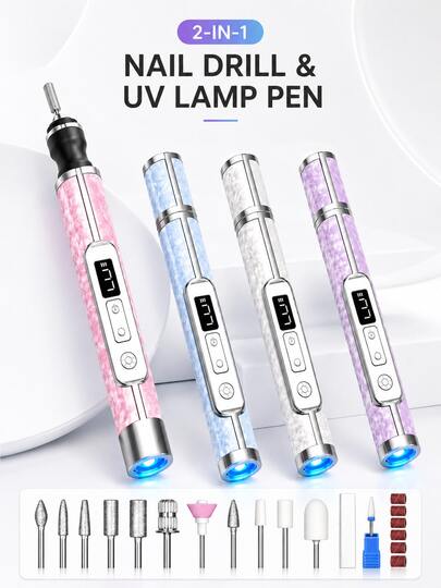LIMEGIRL 2-In-1 Electric Nail Drill And UV LED Lamp, USB Rechargeable Wireless Nail File, Portable Gel Nail Polish Curing Light, Professional Nail Art Tools, 4 Colors
