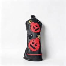 Cartoon Bomb 3D Embroidered Golf Club Head Cover, Waterproof Wear-Resistant PU Leather Wood Shaft Head Protector Cap Equipment - Black - View 7