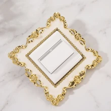1/4pcs Vintage Gold Elegant Home Wall Decor Living Room Bedroom Kitchen Switch Decoration Switch Sticker Wall Sticker Creative Switch Socket Cover 3043 Single Gang 8.6*8.6cm - Switch Sticker - View 3