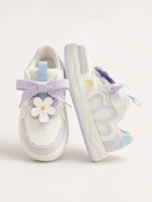 Balabala 2026 Spring/Autumn New Girls' Classic White Sneakers, Breathable Lightweight Casual Shoes - Purple - View 1