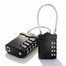 4-Digit TSA Cable Combination Padlock, Luggage Wire Lock With Opening Indicator, Suitable For Suitcases, Backpacks, Storage Bags And Lockers | 2 Pack, Black - 2Pcs - View 10