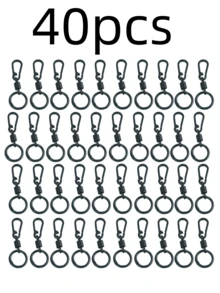 40pcs/10pcs/5pcs Black Rotating Spring Hook Key Rings, Metal Lobster Clasp Keychain Rings, Suitable For DIY Handmade Crafts, Can Be Used As Lanyard Clips, For Bags And Keys, Durable Keychain Accessories, Gift For Handmade Enthusiasts - Multicolor - View 5