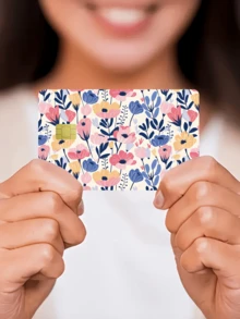 1pc Floral Credit Card Sticker Privacy Protection Card Skin, Flower Holiday Birthday Gift PVC Material Anti-Fingerprint Anti-Scratch Wear-Resistant Card Sleeve, Suitable For Men, Women, Couples, Small Chip Card, Bank Card Decoration Sticker, Credit Card, Transportation Card, Student Campus Card Personalized DIY - Type a - View 7