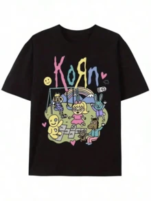 Inspired Hip Hop Soft Blend Fade Resistant Music Fan Tee Vestiti - 黑色 - 查看 1