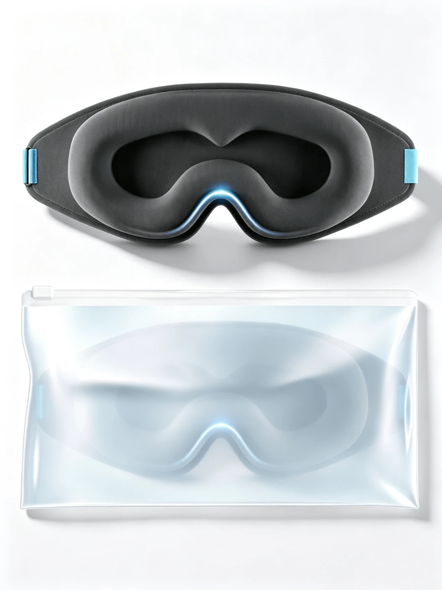 3D Contoured Eye Sleep Mask, No Eye Pressure & No Marks, Light-Blocking Mask Suitable For Side Sleepers, Adjustable Head Strap, Comes With Portable Storage Pouch - Black - View 1