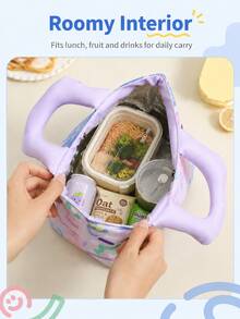 Cute Colorful Trapezoid Design, Abstract Geometric Print, Soft Thick Handle, Large Capacity Interior, Portable Food Storage Insulated Lunch Bag, Suitable For Work, School, Office, Picnic, Travel, Back To School, Spring/Summer Outings - Multicolor - View 3