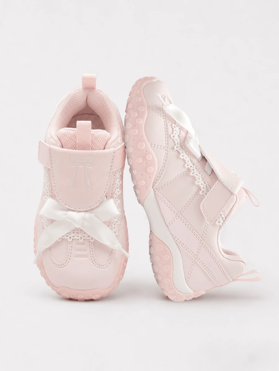 Balabala Zapatillas de running para niñas, zapatos deportivos estilo ballet, Colección Primavera 2026 - blanco rojo - Ver 1