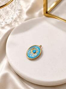 1/6pcs Ocean Theme Enamel Pendant Necklace Charm, Sea Turtle, Starfish & Sun Pattern Jewelry Pendant, Colorful Ocean Style Exquisite Women's Necklace Pendant - Multicolor - View 3