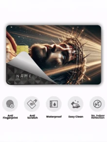 1pc Official Lord Credit Card Sticker Privacy Protection Card Skin, God Bless Holy Light Holiday Gift PVC Material Anti-Fingerprint Anti-Scratch Wear-Resistant Card Sleeve, Suitable For Men, Women, Couples, Small Chip Card, Bank Card Decoration Sticker, Credit Card, Transit Card, Student Campus Card Personalized DIY - Type a - View 6