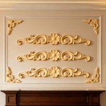 7pcs Solid Wood Carving Horizontal Flowers And Corner Flowers, Home Decorations, Woodworking Supplies, Suitable For Cabinets, Doors And Windows, Background Walls, Porches, Offices And Other Decorations, Holiday Decorations, DIY Decorations. - Multicolor - View 9