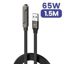 Olaf 2 合 1 合金金属支架 USB-C 转 USB-C 快速充电可折叠支架数据线，240W/65W Type-C 桌面充电线，兼容 17/16，周年纪念礼物 - 黑色 - 查看 13
