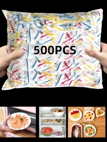 200PCS Colorful Disposable Elastic Bowl Covers, Stretch Food Lids, Dust-Proof And Fresh-Keeping, Great Alternative To Plastic Wrap. Suitable For Bowls, Plates, Fruits, Bread Proofing, Picnics, Camping And Daily Kitchen Use - Multicolor - View 2