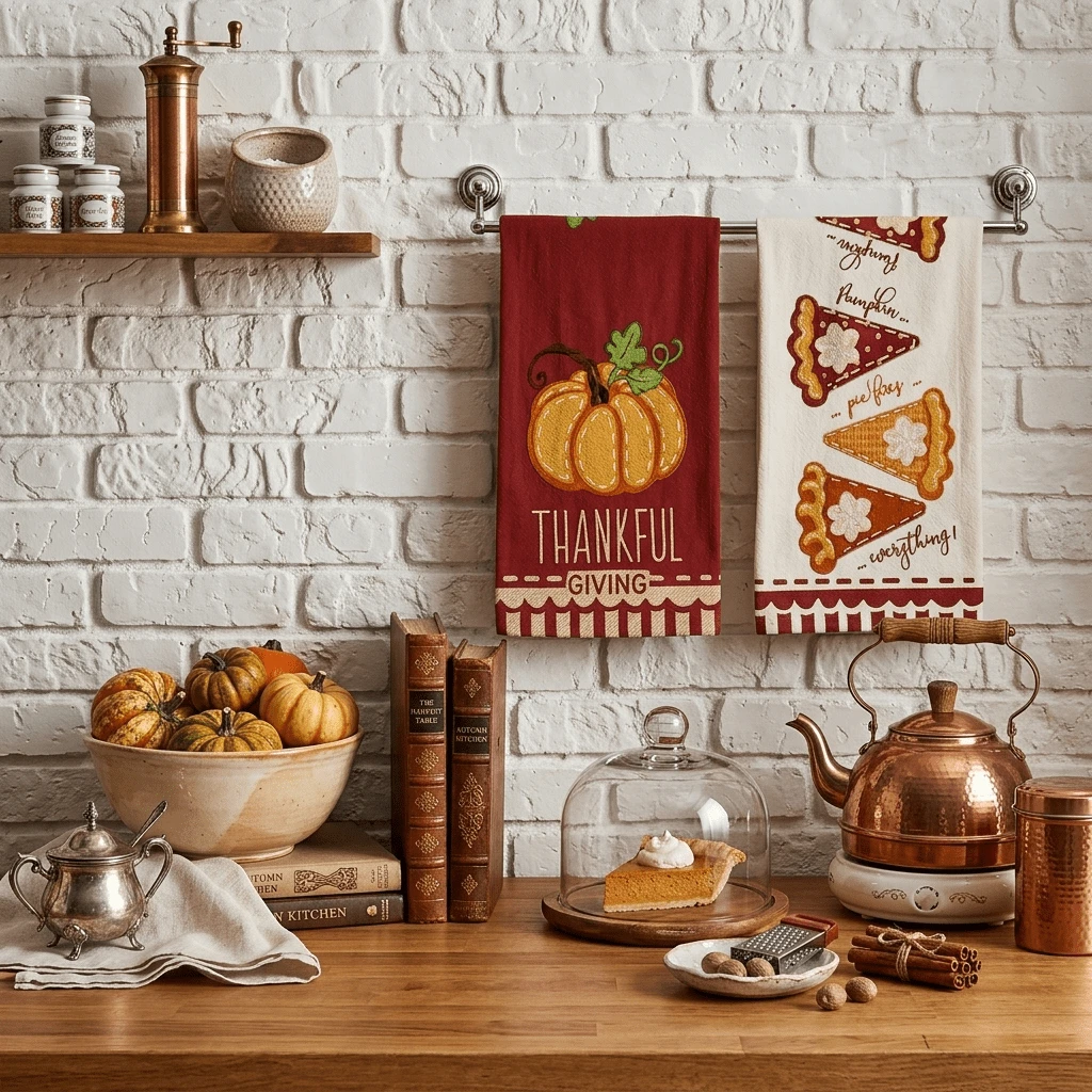 2/4/48pcs Autumn Series Pattern Printed Kitchen Towels - Ultra Soft, Highly Absorbent Polyester Dishcloths And Hand Towels, Perfect For Holiday Decor, Kitchen Decor, Party Decor