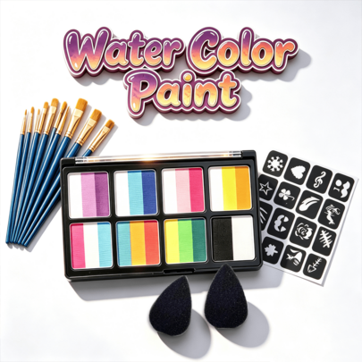 Set de 8 cuadrículas y 23 colores de pintura de acuarela vívida y saturada, adecuado para la creación artística, la pintura y los útiles escolares