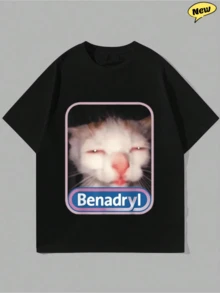 Meerkat Benny Cute And Funny T-Shirt, Tops, Autumn, Unisex - 黑色 - 查看 1
