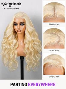 MEGALOOK #613 Blonde 13x4 Lace Front Wig Body Wave 100% Human Hair Transparent Lace 200% Density Pre Bleached Knots Pre-Plucked Natural Hairline Beginner Friendly For Women - SNatural - View 10