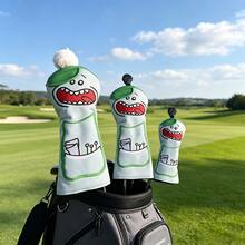 Funny Big Mouth Cartoon Golf Club Headcover PU Waterproof Wear-Resistant Driver Fairway Wood Chicken Leg Protective Cap Cover Personalized Golf Course Accessory Suitable For Men And Women - Baby Blue - View 3