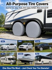 1/2pcs Universal Spare Tire Cover, Heavy Duty Waterproof UV-Resistant Wheel Hub Protector, Fits 25-26 Inch Tires, All-Weather Dust-Proof Frost-Proof Heat-Resistant Corrosion-Resistant Tire Cover, Suitable For SUV, RV, Camper And Trailer - Tire Cover - View 6