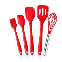 Kit com 5 Utensílios Silicone de Cozinha Vermelho Pincel Espátula Fuê Culinário - A - Visão 8