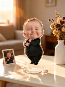 1/3/5pcs Customized Baby Boss Acrylic Desktop Decor, Personalized Photo Acrylic Plaque, Birthday Decoration Display Sign, Creative Commemorative Gift, Customized Desktop Ornament - Multicolor - View 4
