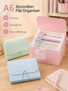 A6 13 Inner Pages Vertical Organ Pack Examination Paper Storage Sorting Multilayer File Folders With Classification Expansion Bag Paper Holder,Back To School,School Supplies,Holiday ,Holiday ,Cyber Monday - Multicolor - View 1