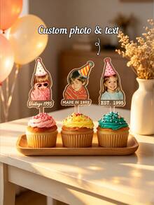 Personalized 30/40/50th Birthday Cake Topper, Customized Birthday Cake Photo Decoration, Funny Birthday Party Favors, Daughter/Son Birthday Gift, Unique Gift - C-portrait Cake Label - View 2