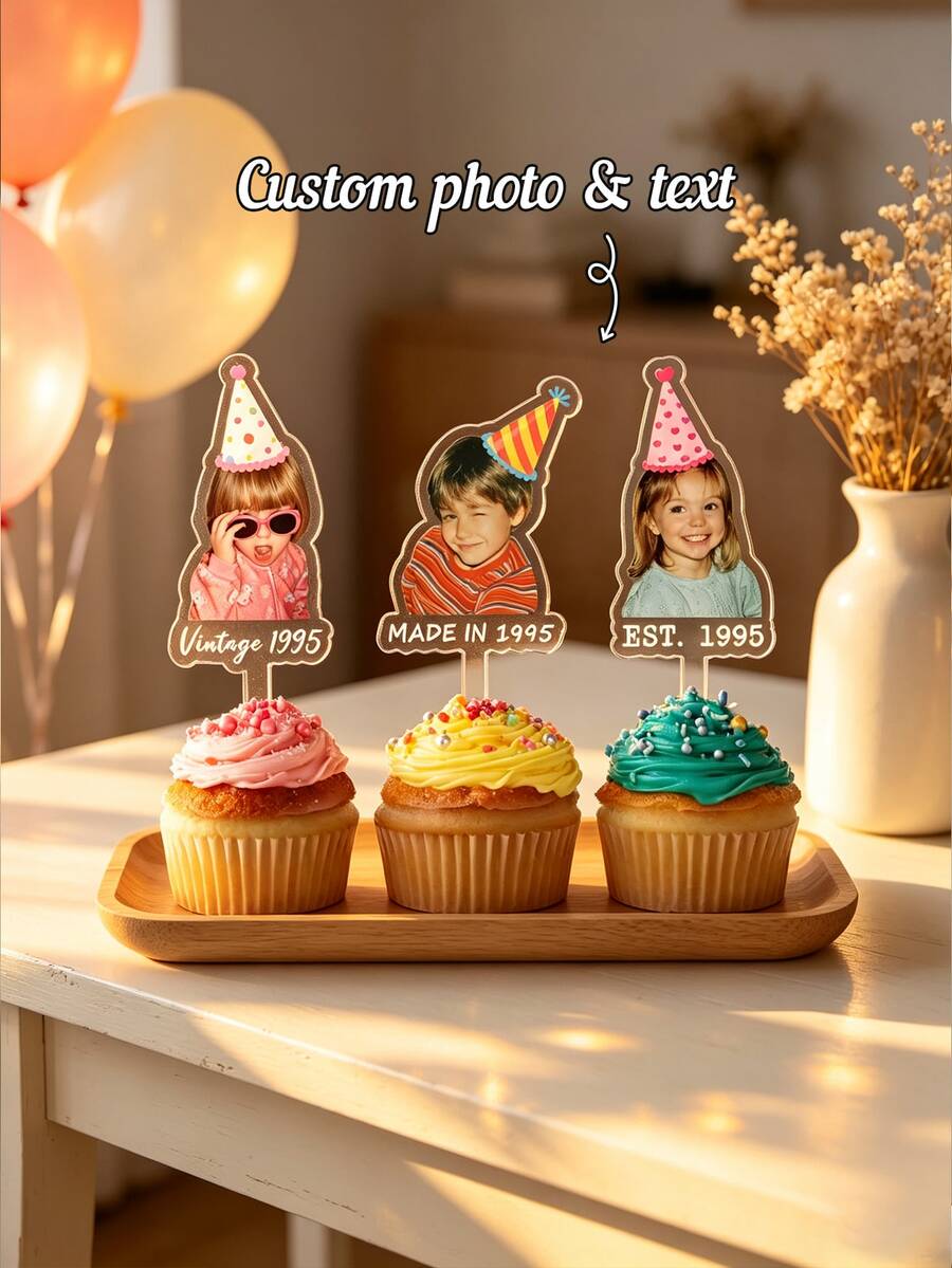 Personalized 30/40/50th Birthday Cake Topper, Customized Birthday Cake Photo Decoration, Funny Birthday Party Favors, Daughter/Son Birthday Gift, Unique Gift