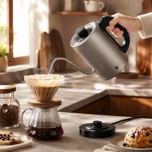 Swan-Neck Handheld Brewing Electric Kettle, 304 Stainless Steel, 600W Fast Heating, 27oz Capacity, Intelligent Temperature Control, Compact Coffee & Tea Maker,800ml - US B Type Plug(110-127V) - View 2