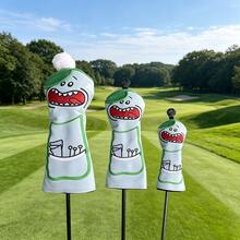 Funny Big Mouth Cartoon Golf Club Headcover PU Waterproof Wear-Resistant Driver Fairway Wood Chicken Leg Protective Cap Cover Personalized Golf Course Accessory Suitable For Men And Women - Baby Blue - View 2
