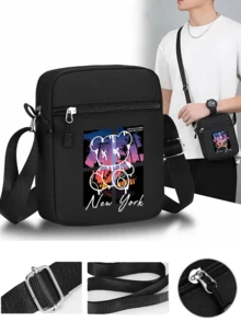1pc/2pcs Gradient Bear Pattern Design Printed Unisex Curved Brim Baseball Cap And Crossbody Bag, Street Fashion Outdoor Sports Baseball Cap Curved Brim Baseball Cap And Bag, Adjustable, Gift For Yourself Or Friends - Multicolor - View 3