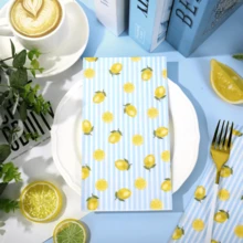 Summer Lemon Guest Napkins Summer Disposable Dinner Napkins Blue Stripe Yellow Lemon Paper Hand Towels For Bathroom Home Party Table Supplies - Style 1 - View 2