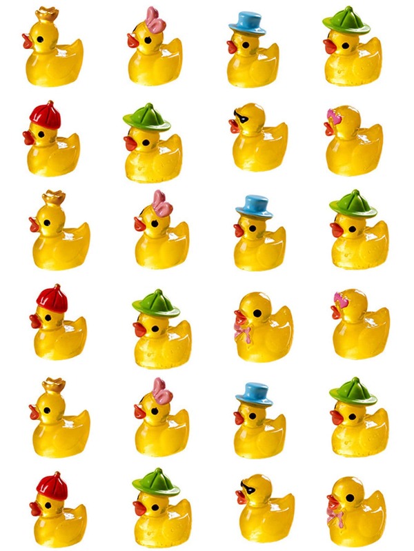 100/60/30/10/1pc Glowing Mini Ducks, Mini Yellow Ducks With Hats, Crowns, Glasses And Other Styles, Garden Decoration, Animal Micro Landscape, Desktop Decor Accessories, Home Decoration