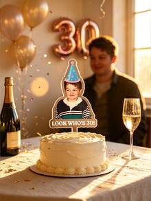 Personalized 30/40/50th Birthday Cake Topper, Customized Birthday Cake Photo Decoration, Funny Birthday Party Favors, Daughter/Son Birthday Gift, Unique Gift - C-portrait Cake Label - View 4