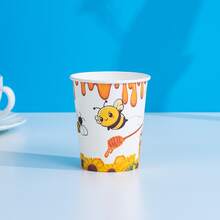 25/10pcs Little Bee Theme Decorative Party Paper Cups, Disposable Party Paper Cups, Cute Cartoon, Paper Material, Suitable For Bee Birthday Party Theme Decoration, Theme Baby Shower, Holiday Party Decoration, Birthday Party, Family Gathering, Birthday Celebration Scene Arrangement, Gift Giving, Baby Shower, Bath, Party Celebration - Multicolor - View 4