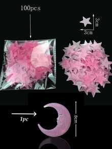 100/101/500片 3cm 螢光發光星星牆貼，3D 螢光裝飾貼紙，亮光塑膠自黏貼紙，耐用家居藝術裝飾，適用於居家、天花板、臥室牆面、房間裝飾、浴室牆面裝飾 - 彩色 - 查看 21
