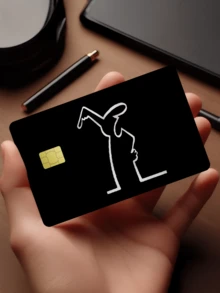 1pc Stickman Official Credit Card Sticker Privacy Protection Card Skin, Line Drawing Holiday Birthday Gift PVC Material Anti-Fingerprint Anti-Scratch Wear-Resistant Card Sleeve, Suitable For Men, Women, Couples, Small Chip Card, Bank Card Decoration Sticker, Credit Card, Transportation Card, Student Campus Card Personalized DIY - Type a - View 3