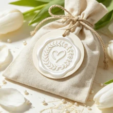 20pcs/Pack 3D Floral Heart Wax Seal Stickers, Wedding Invitation Envelope Seal Stickers, Self-Adhesive Pearl White Stickers, Suitable For Invitations, Gift Packaging, Christmas - Wreath Heart - Pearlescent White - View 10