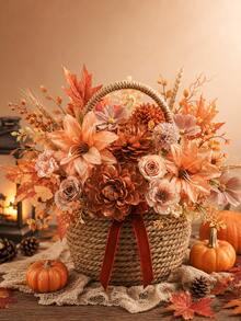 20/50/100pcs 0.98in-4.3in Artificial Autumn Mixed Color Flower Heads, Halloween Party Decoration, Includes Dahlia And Green Leaves, Suitable For Wedding Floral Arrangement, Home Decor, DIY Bouquet, Theme Party, Holiday Decoration, All Seasons - Combination a - View 6