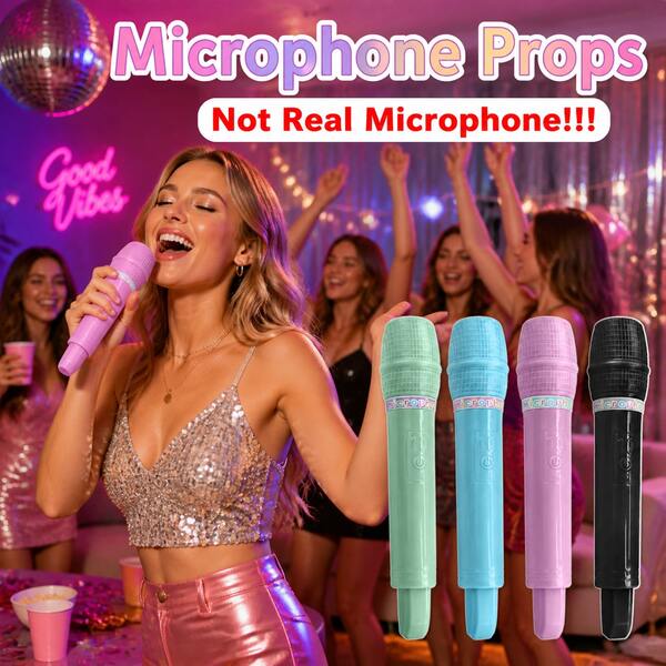 4pcs Simulation Microphone Props,Fake Microphone Costume Prop For Cosplay Birthday Party Music Performances Home Bar Party Decoration