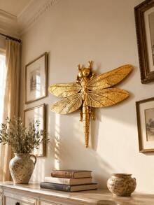 Antique Gold Dragonfly Wall Sculpture, Single Decorative Resin Insect Ornament With Embossed Wing Details, Elegant Nature Wall Decor For Entryway, Fireplace, Dining Room, Bedroom And Housewarming Gift - Multiple Styles - View 8