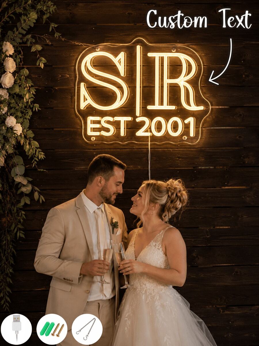 Custom Neon Sign Wedding Monogram LED Light Wall Decor Personalized Initial Last Name Sign For Reception Couples Anniversary Engagement Gifts