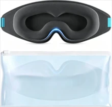 3D Contoured Eye Sleep Mask, No Eye Pressure & No Marks, Light-Blocking Mask Suitable For Side Sleepers, Adjustable Head Strap, Comes With Portable Storage Pouch - Black - View 6