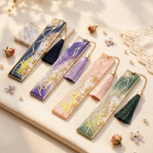 Custom Printed Gilded Gold Foil Epoxy Bookmark With Silk Tassel, Customizable Text As Reading Companion, Resin Marker For Teachers Students Classmates, Sweet Gift For Teacher's Day And Back-To-School Season - Quicksand Bookmark - View 3