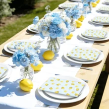 Summer Lemon Guest Napkins Summer Disposable Dinner Napkins Blue Stripe Yellow Lemon Paper Hand Towels For Bathroom Home Party Table Supplies - Style 1 - View 5