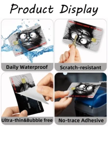1pc Crazy Cat Credit Card Sticker Privacy Protection Card Skin, Cartoon Holiday Birthday Gift PVC Material Anti-Fingerprint Anti-Scratch Wear-Resistant Card Cover, Suitable For Men, Women, Couples, Small Chip Card, Bank Card, Credit Card, Transportation Card, Student Campus Card Personalized DIY - Type a - View 8
