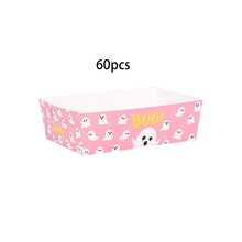 20pcs/40pcs/60pcs Halloween Pink Ghost Paper Food Tray, Pink "Boo" Ghost Pattern Disposable Paper Boat Trays Snack Serving Containers For Halloween Parties, Birthdays, And Day Of The Dead Celebrations - Multicolor - View 7