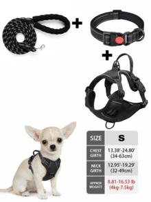 High Reflective Dog Harness Collar Leash Set, Adjustable Thickened Oxford Fabric Vest With Front And Rear Control Handles, Anti-Pull Anti-Choke Design, Durable And Comfortable Pet Gear, Suitable For Outdoor, Small Medium Large Dogs, Multiple Sizes Available - Multicolor - View 12