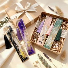 Custom Printed Gilded Gold Foil Epoxy Bookmark With Silk Tassel, Customizable Text As Reading Companion, Resin Marker For Teachers Students Classmates, Sweet Gift For Teacher's Day And Back-To-School Season - Quicksand Bookmark - View 5